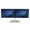 StarTech.com Dual Monitor Stand - Ergonomic Free Standing Dual Monitor Desktop Stand for two 24 inch VESA Mount Displays - Synchronized Height Adjustable - Double Monitor Pole Mount - Silver