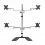 StarTech.com Desktop Quad Monitor Stand - Ergonomic VESA 4 Monitor Arm (2x2) up to 32 inch - Free Standing Articulating Universal Pole Mount - Height Adjustable/Tilt/Swivel/Rotate - Silver