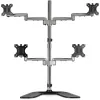 StarTech.com Desktop Quad Monitor Stand - Ergonomic VESA 4 Monitor Arm (2x2) up to 32 inch - Free Standing Articulating Universal Pole Mount - Height Adjustable/Tilt/Swivel/Rotate - Silver