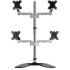 StarTech.com Desktop Quad Monitor Stand - Ergonomic VESA 4 Monitor Arm (2x2) up to 32 inch - Free Standing Articulating Universal Pole Mount - Height Adjustable/Tilt/Swivel/Rotate - Silver