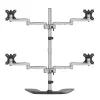 StarTech.com Desktop Quad Monitor Stand - Ergonomic VESA 4 Monitor Arm (2x2) up to 32 inch - Free Standing Articulating Universal Pole Mount - Height Adjustable/Tilt/Swivel/Rotate - Silver