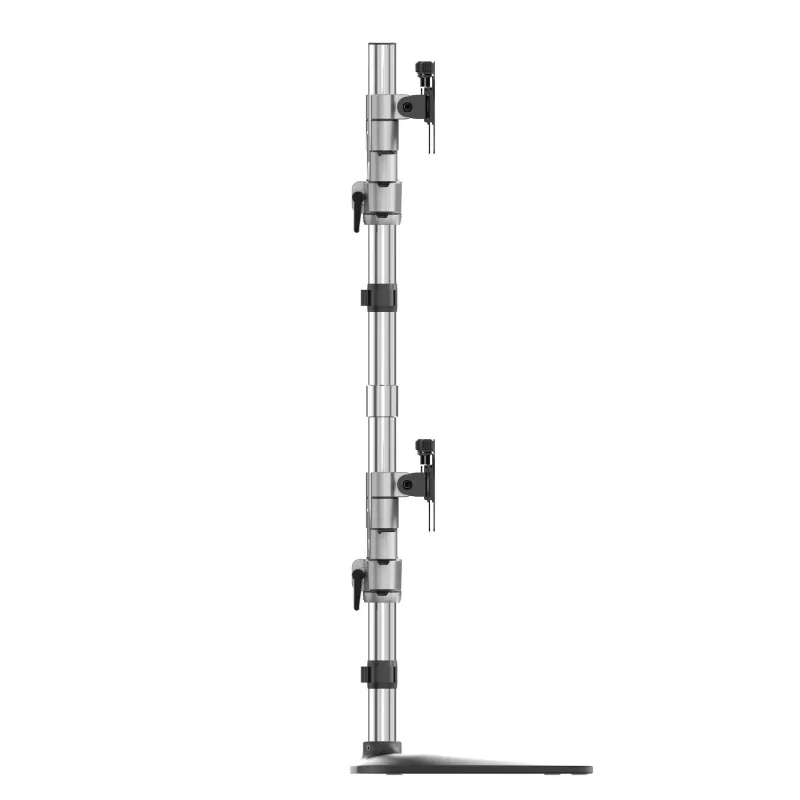 StarTech.com Desktop Quad Monitor Stand - Ergonomic VESA 4 Monitor Arm (2x2) up to 32 inch - Free Standing Articulating Universal Pole Mount - Height Adjustable/Tilt/Swivel/Rotate - Silver