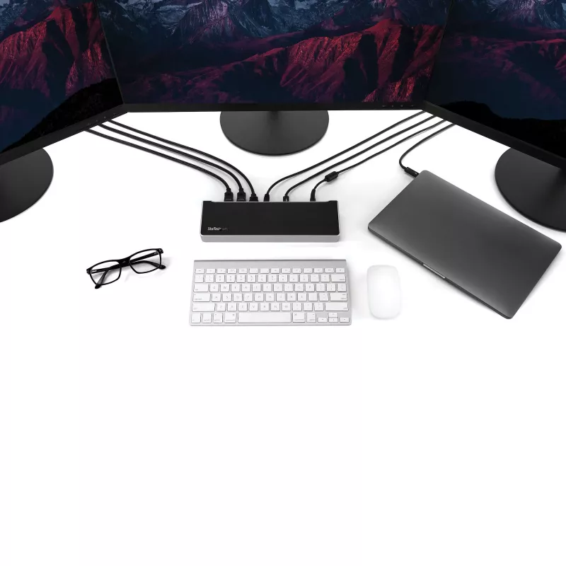 StarTech.com 4K USB-C Dock, Triple UHD 4K Monitor Docking Station, Mac & Windows, USB C to HDMI & DisplayPort, 100W Power Delivery, 5x USB 5Gbps Hub - TAA