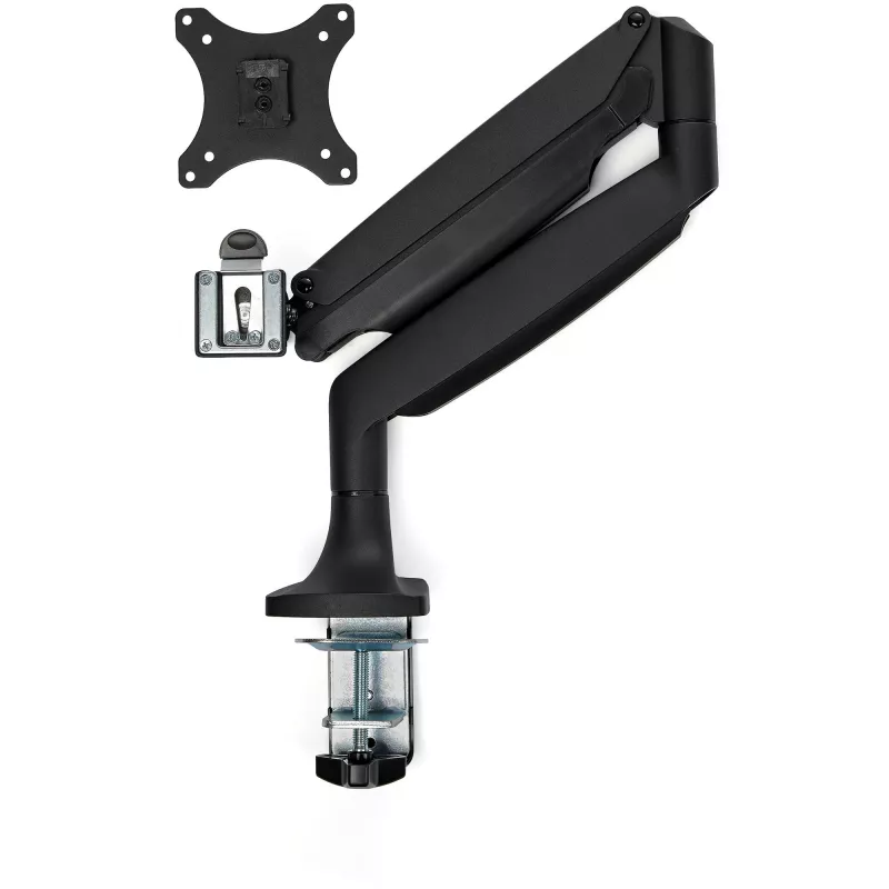 StarTech.com Desk Mount Monitor Arm - Heavy Duty Ergonomic VESA Monitor Arm - Single 9kg Display - Full Motion, Height Adjustable, Articulating - Aluminum - C-Clamp/Grommet- Black