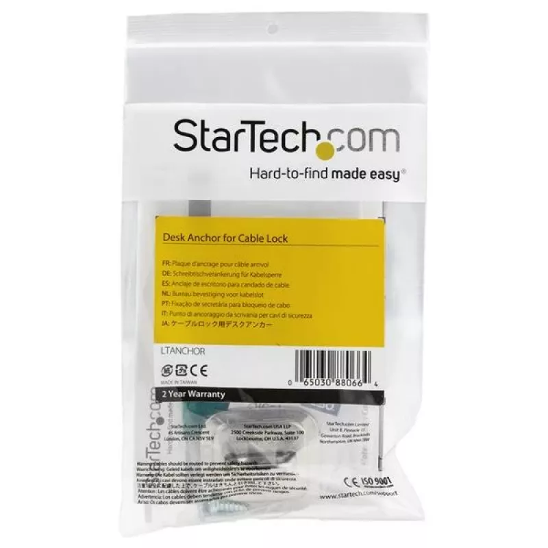 StarTech.com Laptop Cable Lock Anchor - Zinc Alloy, Anchor, Silver, 1 pc(s), Steel, 44 mm, 45.8 mm