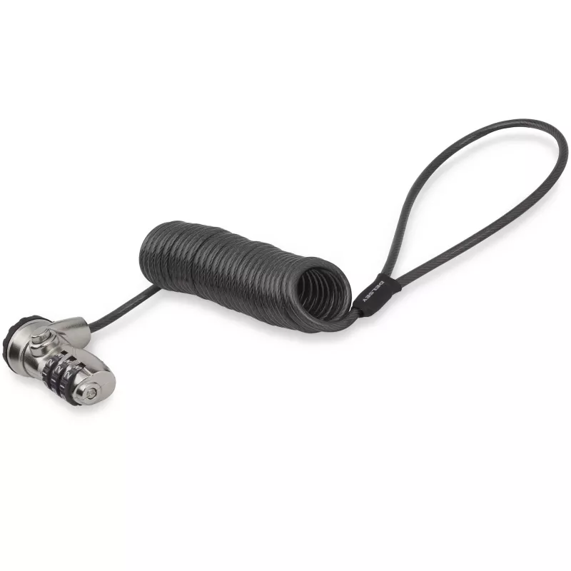 StarTech.com 6ft (1.8m) Self-Coiling Laptop Cable Lock - Portable 3-Digit Combination Security Cable Lock for K-Slot Laptop/Computer/Desktop/Device - Coiled Anti-Theft Steel Cable Lock