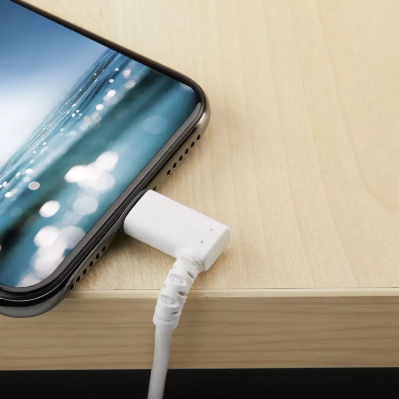 StarTech.com 3ft (1m) Durable USB A to Lightning Cable - White 90° Right Angled Heavy Duty Rugged Aramid Fiber USB Type A to Lightning Charging/Sync Cord - Apple MFi Certified - iPhone