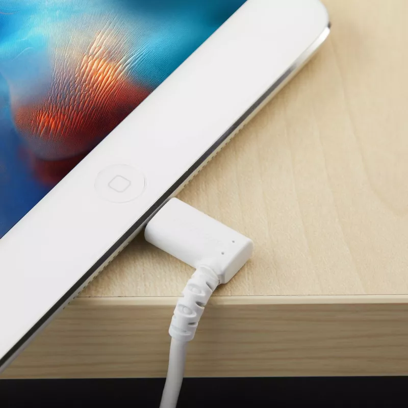 StarTech.com 3ft (1m) Durable USB A to Lightning Cable - White 90° Right Angled Heavy Duty Rugged Aramid Fiber USB Type A to Lightning Charging/Sync Cord - Apple MFi Certified - iPhone