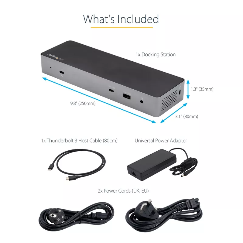 StarTech.com USB C Docking Station for Macbook Pro/Air-M1/M2/M3/M4, Thunderbolt Compatible, HDMI/DisplayPort, Dual 4K 60Hz/Single 8K, USB Type-C Laptop Dock, 96W Power Delivery, USB 10Gbps