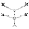 StarTech.com Desk Mount Quad Monitor Arm – Premium Articulating VESA 4 Monitor Mount 2x2 up to 30 inch – Ergonomic Height Adjustable Pole Mount - Tilt/Swivel/Rotate - C-Clamp/Grommet - Silver