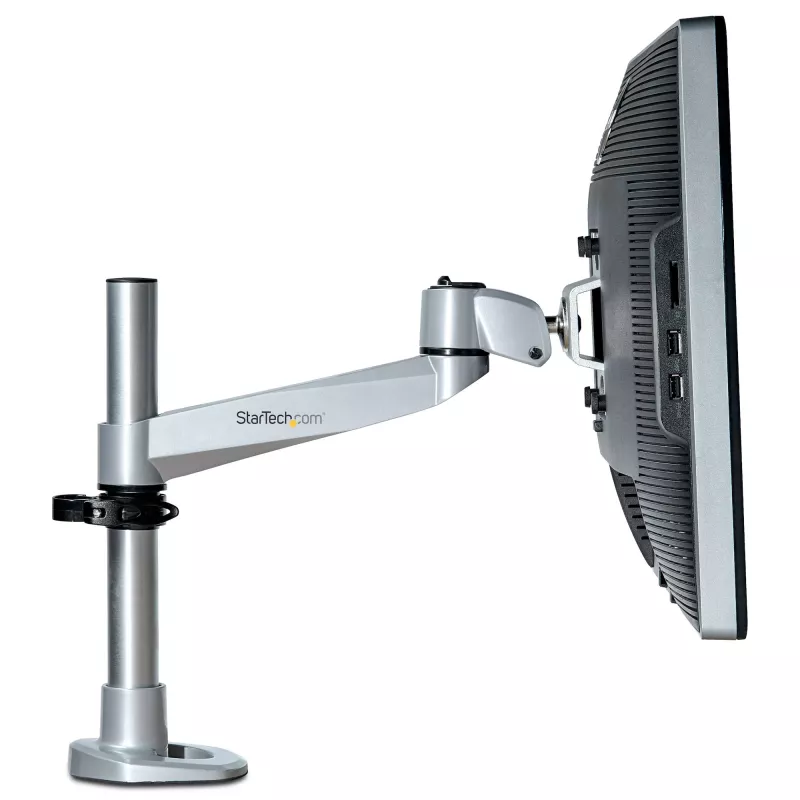 StarTech.com Desk Mount Monitor Arm - VESA or Apple iMac/Thunderbolt or Ultrawide Display up to 14kg - Articulating Height Adjustable Single Desktop Monitor Pole Mount - Clamp/Grommet