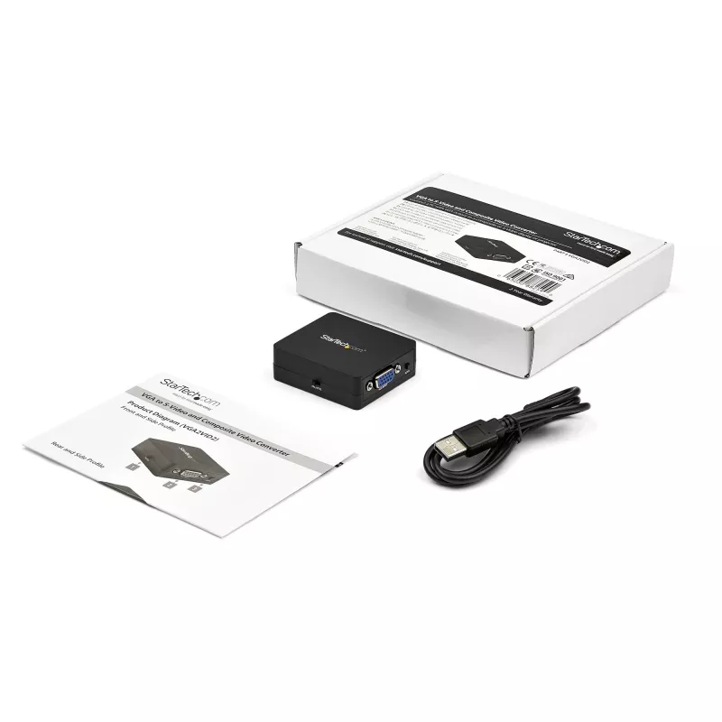 StarTech.com VGA to RCA and S-Video Converter - USB Power, Active video converter, Black, CE, FCC, REACH, 1920 x 1080 pixels, 640 x 480,1920 x 1080 pixels, 60 Hz