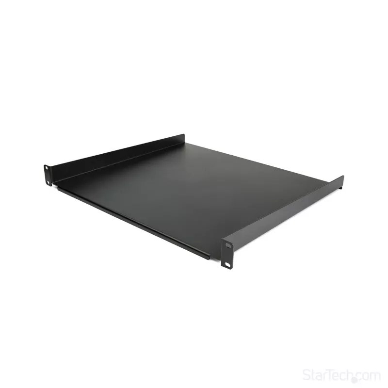 StarTech.com 1U Server Rack Shelf - Universal Rack Mount Cantilever Shelf for 19 inch Network Equipment Rack & Cabinet - Heavy Duty Steel – Weight Capacity 44lb/20kg - 16 inch Deep Tray, Black