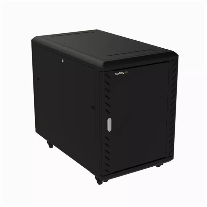 StarTech.com 4-Post 15U Server Rack Cabinet, Lockable 19 inch Data Rack Cabinet for Computer / AV / IT Equipment, Office / Home Network Rack with Casters & Adjustable Mounting Rails