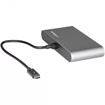 StarTech.com Dual-Monitor Thunderbolt Mini Dock, 4K 60Hz HDMI, Driverless Hub for Windows & Mac, Gigabit Ethernet, 1 x USB 5Gbps & 1x USB 2.0, 11in (28cm) Cable