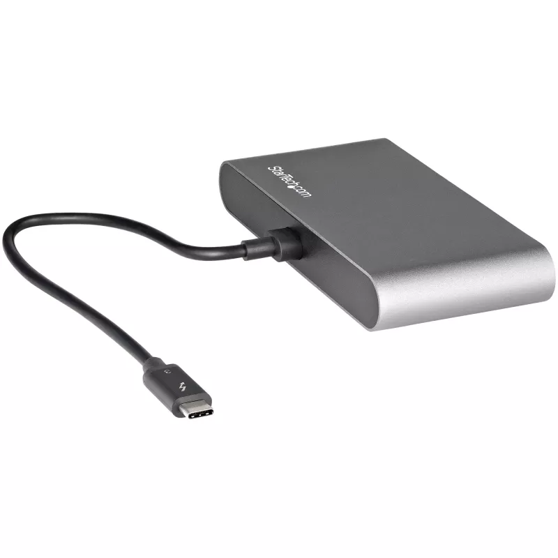 StarTech.com Dual-Monitor Thunderbolt Mini Dock, 4K 60Hz HDMI, Driverless Hub for Windows & Mac, Gigabit Ethernet, 1 x USB 5Gbps & 1x USB 2.0, 11in (28cm) Cable