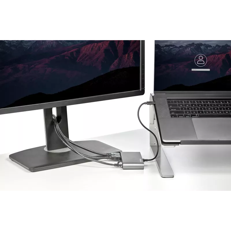 StarTech.com Dual-Monitor Thunderbolt Mini Dock, 4K 60Hz HDMI, Driverless Hub for Windows & Mac, Gigabit Ethernet, 1 x USB 5Gbps & 1x USB 2.0, 11in (28cm) Cable