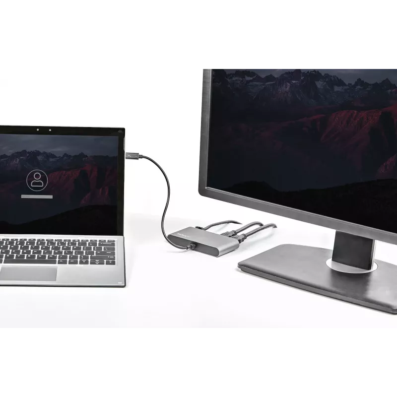StarTech.com Dual-Monitor Thunderbolt Mini Dock, 4K 60Hz HDMI, Driverless Hub for Windows & Mac, Gigabit Ethernet, 1 x USB 5Gbps & 1x USB 2.0, 11in (28cm) Cable