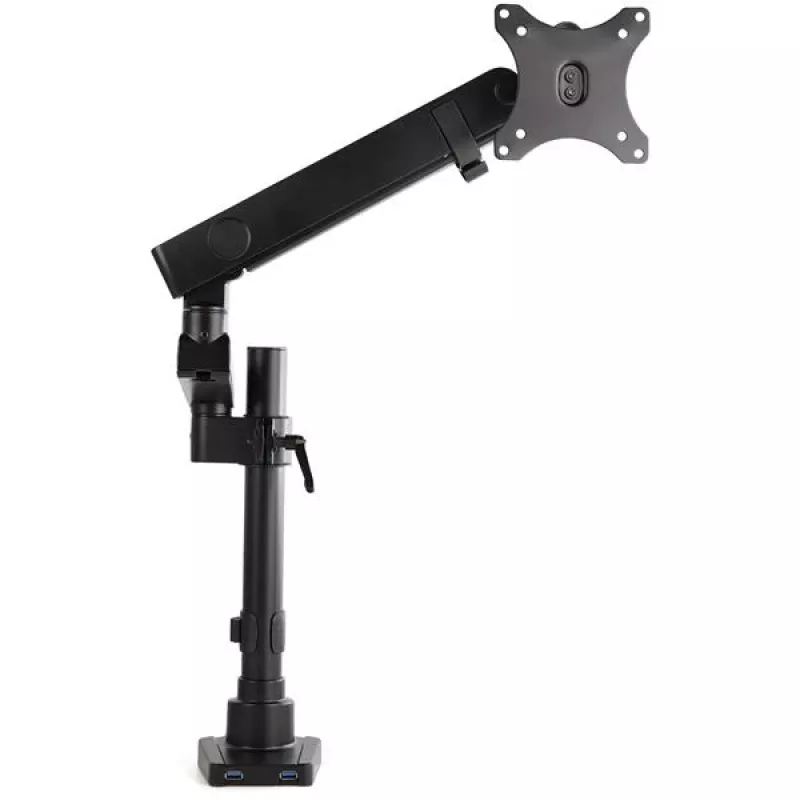 StarTech.com Desk Mount Monitor Arm with 2x USB 3.0 Ports, Full Motion Single Monitor Mount, up to 34 inch (17.6lb/8kg) VESA Display, Clamp/Grommet Mount, Mechanical Spring