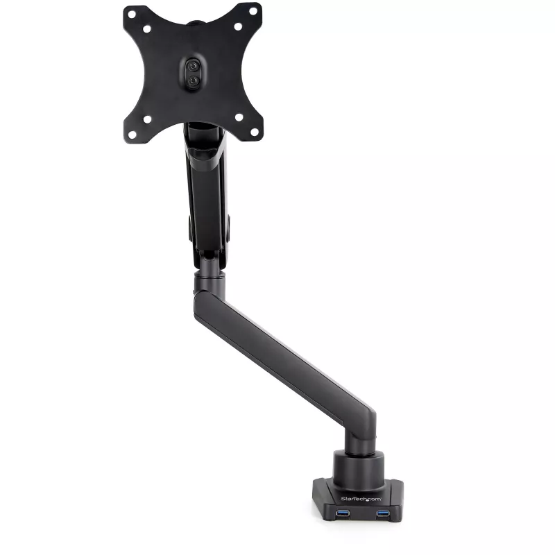 StarTech.com Desk Mount Monitor Arm with 2x USB 3.0 ports, Slim Full Motion Single Monitor Mount, up to 34 inch (17.6lb/8kg) VESA Display, Clamp/Grommet Mount, Mechanical Spring