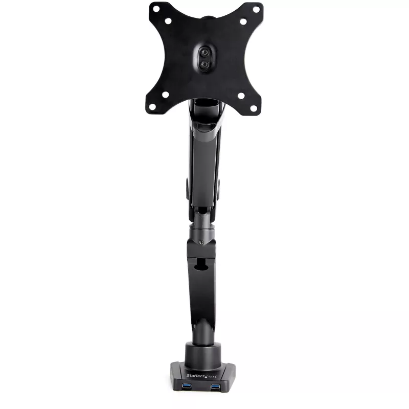StarTech.com Desk Mount Monitor Arm with 2x USB 3.0 ports, Slim Full Motion Single Monitor Mount, up to 34 inch (17.6lb/8kg) VESA Display, Clamp/Grommet Mount, Mechanical Spring