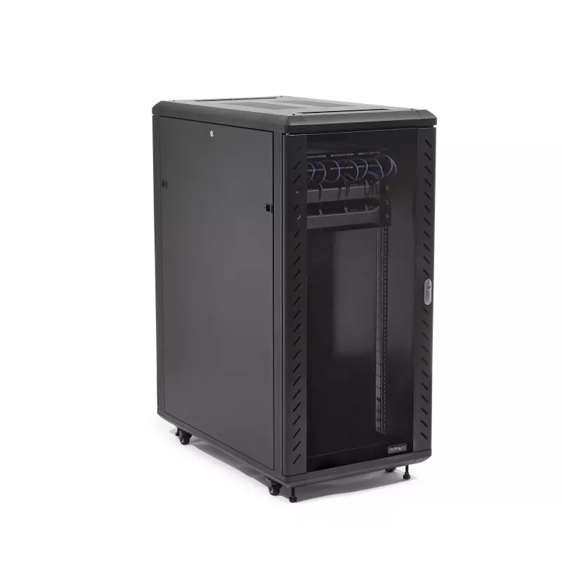 StarTech.com 4-Post 32U Server Rack Cabinet, Lockable 19 inch Data Rack Cabinet for Computer / AV / IT Equipment, Office / Home Network Rack with Casters & Adjustable Mounting Rails