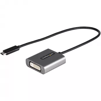 StarTech.com USB C to DVI Adapter - 1920x1200p USB-C to DVI-D Adapter Dongle - USB Type C to DVI Display/Monitor - Video Converter - Thunderbolt 3 Compatible - 12 inch Long Attached Cable - Upgraded Version of CDP2DVI