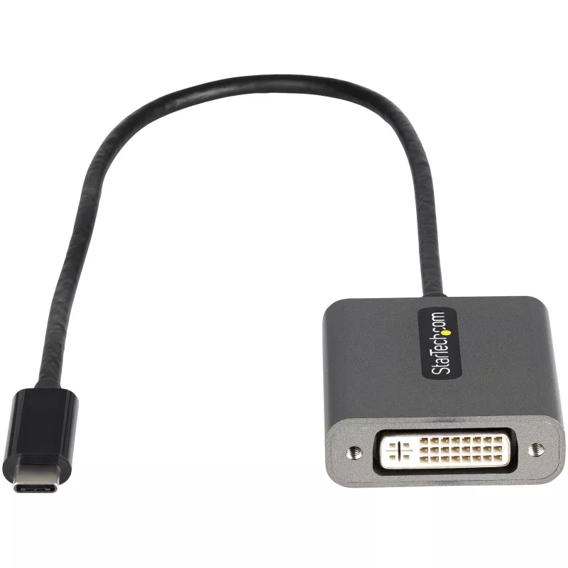 StarTech.com USB C to DVI Adapter - 1920x1200p USB-C to DVI-D Adapter Dongle - USB Type C to DVI Display/Monitor - Video Converter - Thunderbolt 3 Compatible - 12 inch Long Attached Cable - Upgraded Version of CDP2DVI