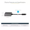 StarTech.com USB C to DVI Adapter - 1920x1200p USB-C to DVI-D Adapter Dongle - USB Type C to DVI Display/Monitor - Video Converter - Thunderbolt 3 Compatible - 12 inch Long Attached Cable - Upgraded Version of CDP2DVI
