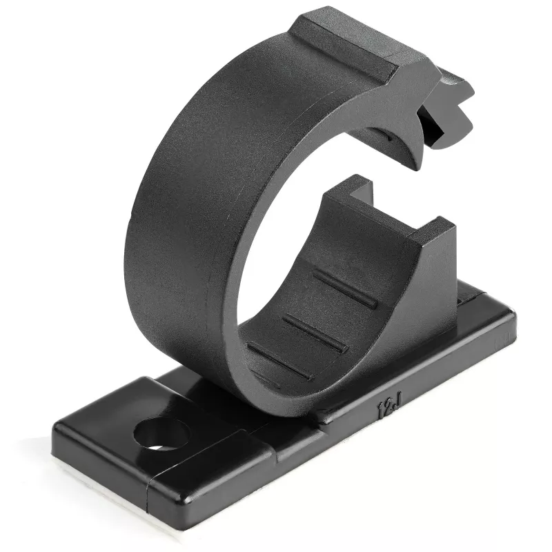 StarTech.com 100 Adhesive Cable Management Clips Black - Network/Ethernet/Office Desk/Computer Cord Organizer - Sticky Cable/Wire Holders - Nylon Self Adhesive Clamp UL/94V-2 Fire Rated