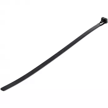 StarTech.com 10 inch(25cm) Reusable Cable Ties - 1/4 inch(7mm) wide, 2-1/2 inch(65mm) Bundle Dia. 50lb(22kg) Tensile Strength, Releasable Nylon Ties, Indoor/Outdoor, 94V-2/UL Listed, 100 Pack - Black