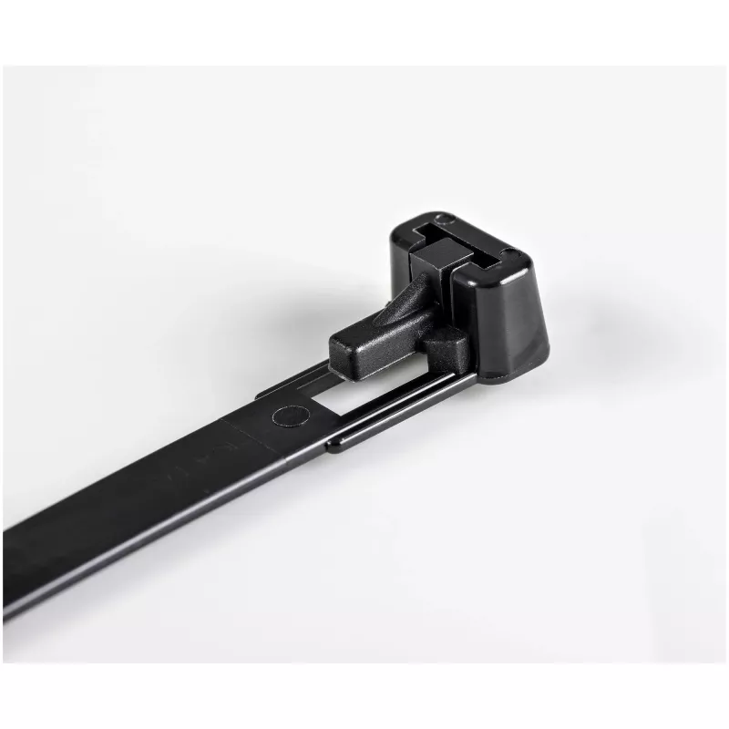 StarTech.com 10 inch(25cm) Reusable Cable Ties - 1/4 inch(7mm) wide, 2-1/2 inch(65mm) Bundle Dia. 50lb(22kg) Tensile Strength, Releasable Nylon Ties, Indoor/Outdoor, 94V-2/UL Listed, 100 Pack - Black