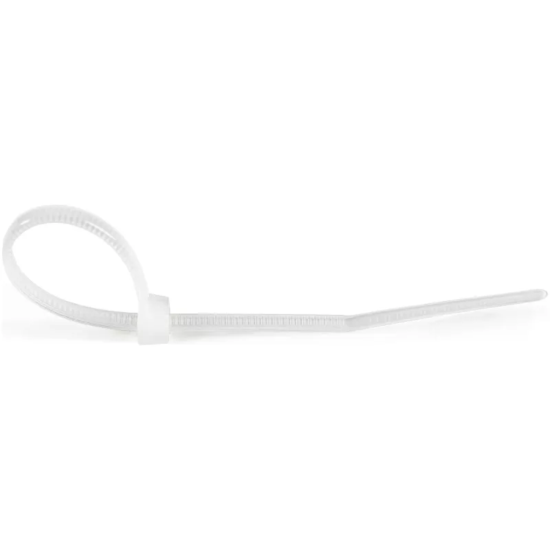 StarTech.com 4 inch(10cm) Cable Ties - 1/16 inch(2mm) wide, 7/8 inch(22mm) Bundle Diameter, 18lb(8kg) Tensile Strength, Nylon Self Locking Zip Ties with Curved Tip - 94V-2/UL Listed, 1000 Pack - White