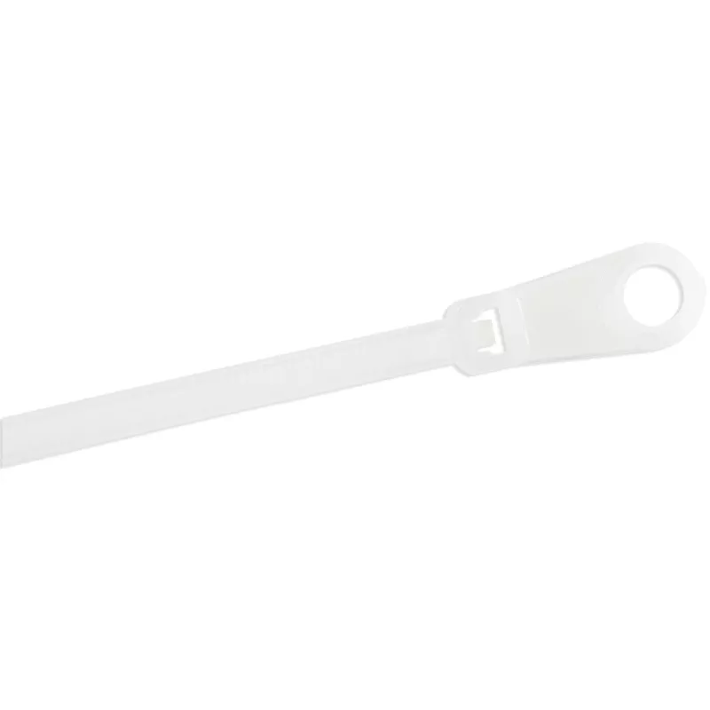 StarTech.com 8 inch(20cm) Cable Ties with Mounting Hole - 1/8 inch(4mm) wide, 2 inch(52mm) Bundle Diameter, 50lb(22kg) Tensile Strength, Nylon 66 Self Locking Ties w/Screw Hole, UL Listed, 100 Pack