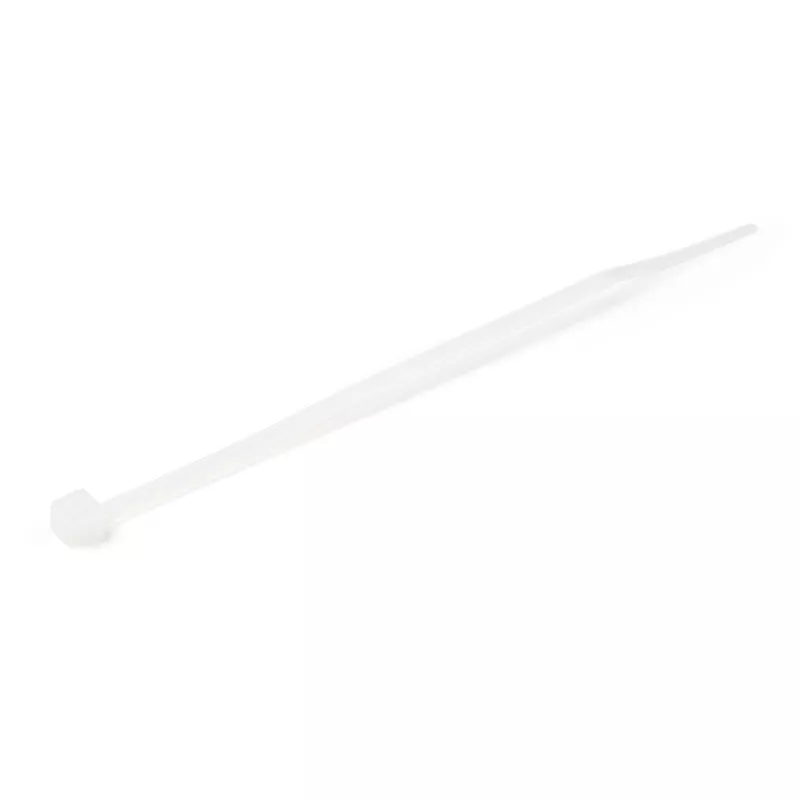 StarTech.com 4 inch(10cm) Cable Ties - 1/16 inch(2mm) wide, 7/8 inch(22mm) Bundle Diameter, 18lb(8kg) Tensile Strength, Nylon Self Locking Zip Ties with Curved Tip - 94V-2/UL Listed, 100 Pack - White