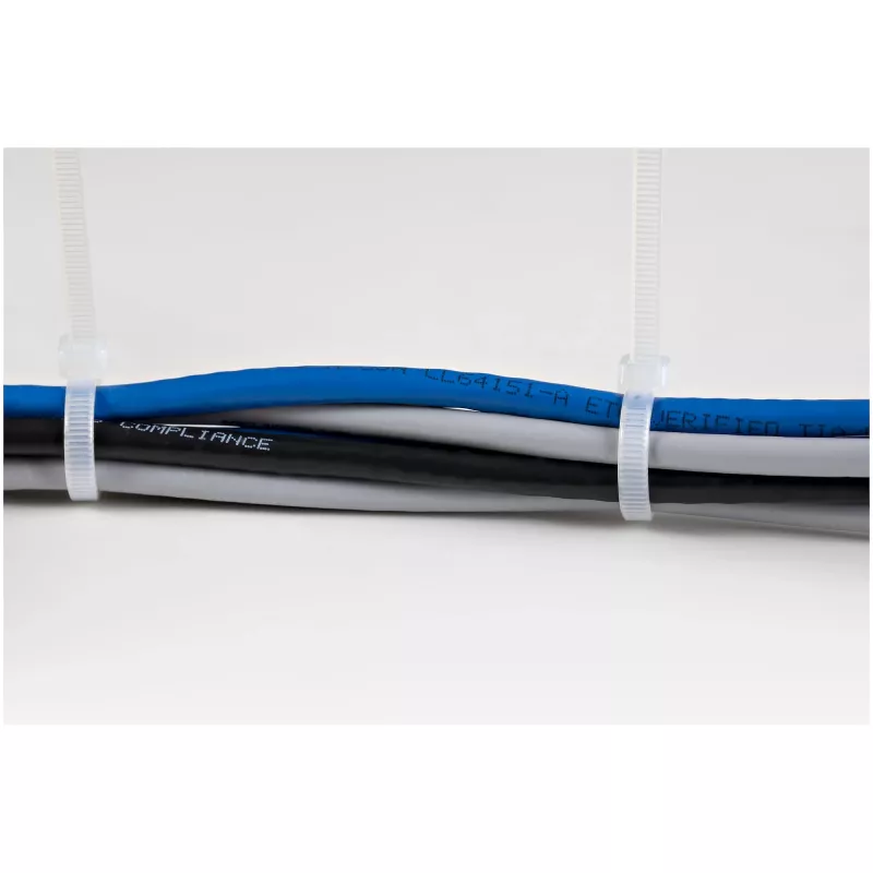StarTech.com 10 inch(25cm) Cable Ties - 1/8 inch(4mm) wide, 2-5/8 inch(68mm) Bundle Diameter, 50lb(22kg) Tensile Strength, Nylon Self Locking Zip Ties w/Curved Tip, 94V-2/UL Listed, 1000 Pack - White