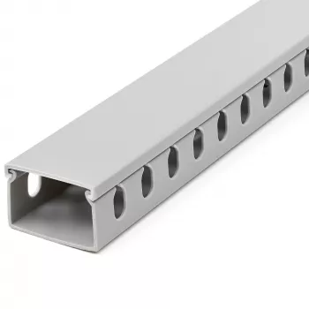 StarTech.com Open Slot Cable Management Raceway with Cover, 1-1/2 inch(38mm)W x 1 inch(25mm)H - 6.5ft(2m) length - 1/4 inch(8mm) Slots, PVC Network Cable Hider/Wall Wire Duct, Max 20 Cables, UL Listed
