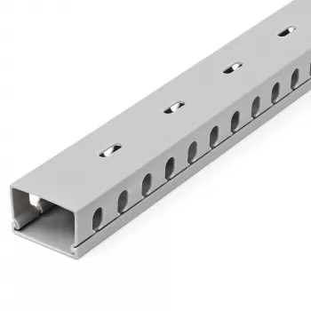 StarTech.com Open Slot Cable Management Raceway with Cover, 1-1/2 inch(38mm)W x 1 inch(25mm)H - 6.5ft(2m) length - 1/4 inch(8mm) Slots, PVC Network Cable Hider/Wall Wire Duct, Max 20 Cables, UL Listed
