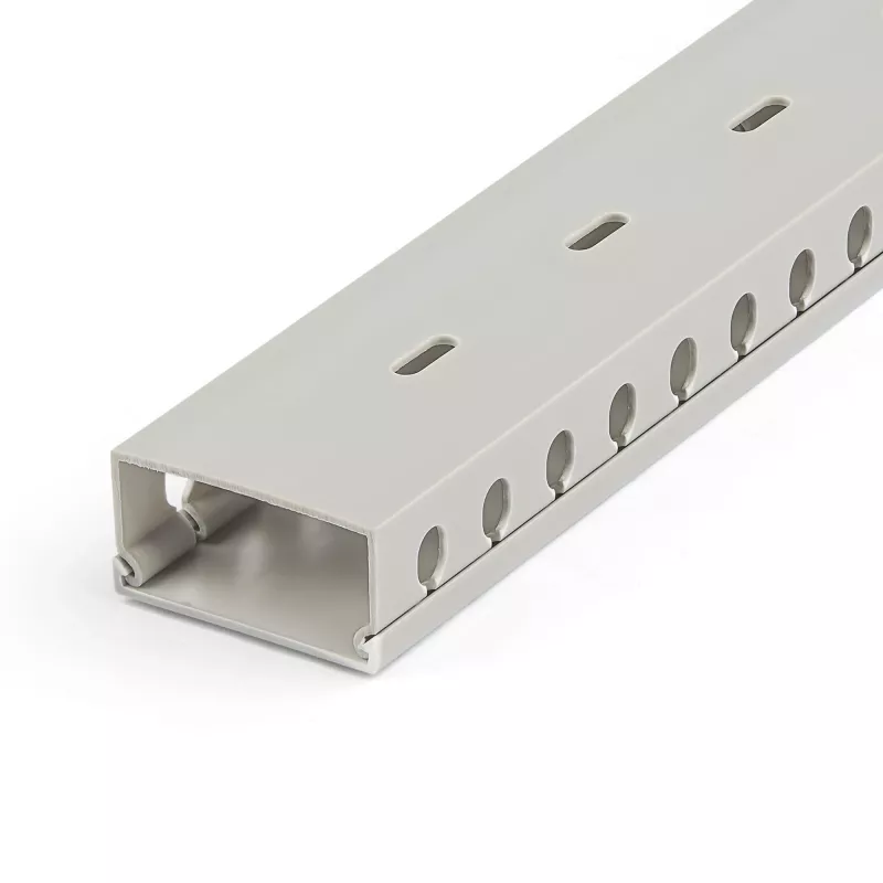 StarTech.com Open Slot Cable Management Raceway with Cover, 2 inch(50mm)W x 1 inch(25mm)H - 6.5ft(2m) length - 1/4 inch(8mm) Slots, PVC Network Cable Hider/Wall Wire Duct, Max 25 Cables, UL Listed