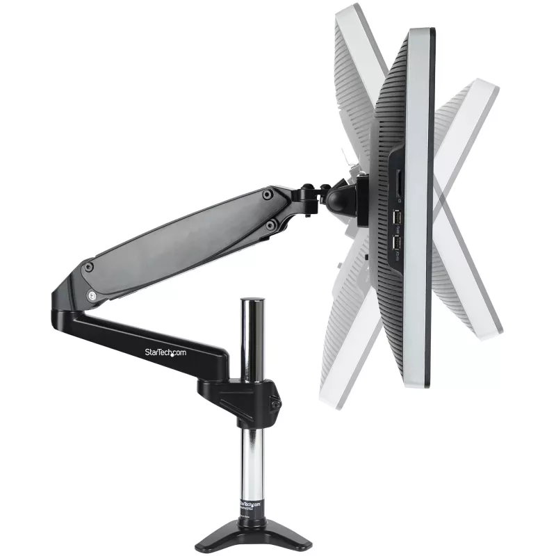 StarTech.com Desk Mount Monitor Arm for Single VESA Display up to 32 inch or 49 inch Ultrawide 8kg/17.6lb - Full Motion Articulating & Height Adjustable - C-Clamp, Grommet - Single Monitor Arm