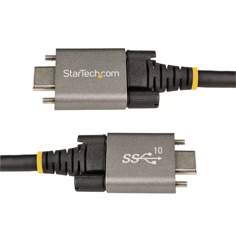 StarTech.com 20 inch (50cm) Side Screw Locking USB C Cable 10Gbps - USB 3.1/3.2 Gen 2 Type-C Cable - 100W (5A) Power Delivery Charging, DP Alt Mode - Dual Screw Lock - USB-C Cord Charge/Sync