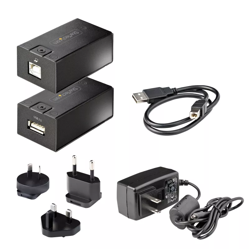 StarTech.com 150m (492ft) USB 2.0 Extender over Cat5e/Cat6 Ethernet Cable, Externally Powered USB Extender via RJ45/Network Cable, USB Over Ethernet Cable Extender/Adapter