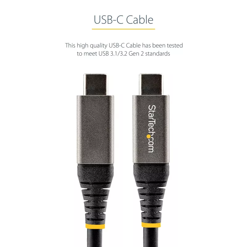 StarTech.com 20 inch (50cm) USB C Cable 10Gbps - USB 3.1 Type-C Cable - 100W (5A) Power Delivery Charging, DP Alt Mode - USB-C Cord for USB-C Laptop/Phone/Device - Charge/Sync