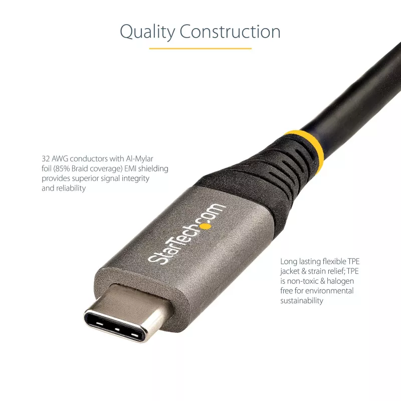 StarTech.com 20 inch (50cm) USB C Cable 10Gbps - USB 3.1 Type-C Cable - 100W (5A) Power Delivery Charging, DP Alt Mode - USB-C Cord for USB-C Laptop/Phone/Device - Charge/Sync