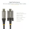 StarTech.com 3ft (1m) Side Screw Locking USB C Cable 10Gbps - USB-IF Certified USB-C Cable - USB 3.1/3.2 Gen 2 Type-C Cable - 100W (5A) Power Delivery Charging, DP Alt Mode - Dual Screw Lock - USB-C Cord Charge/Sync