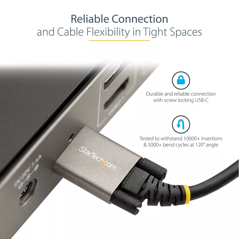 StarTech.com 3ft (1m) Side Screw Locking USB C Cable 10Gbps - USB-IF Certified USB-C Cable - USB 3.1/3.2 Gen 2 Type-C Cable - 100W (5A) Power Delivery Charging, DP Alt Mode - Dual Screw Lock - USB-C Cord Charge/Sync