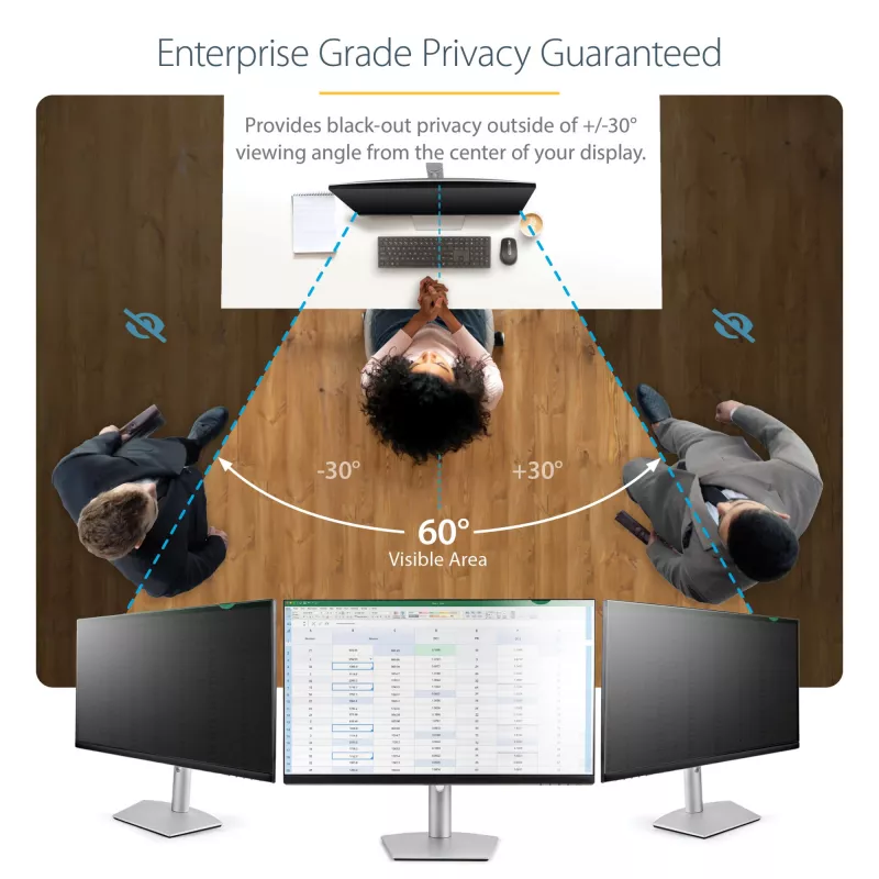 StarTech.com Monitor Privacy Screen for 19 inch PC Display - Computer Screen Security Filter - Blue Light Reducing Screen Protector Film - 16:10 Widescreen - Matte/Glossy - +/-30 Degree