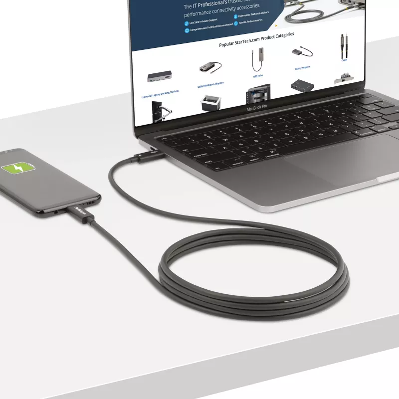 StarTech.com 6ft (2m) Active Thunderbolt 4 Cable, 40Gbps, 100W Power Delivery, 4K/8K Video, Intel-Certified Thunderbolt Cable - Compatible w/ USB4/Thunderbolt 4/ USB 3.2/ USB Type-C/DisplayPort/Thunderbolt 3