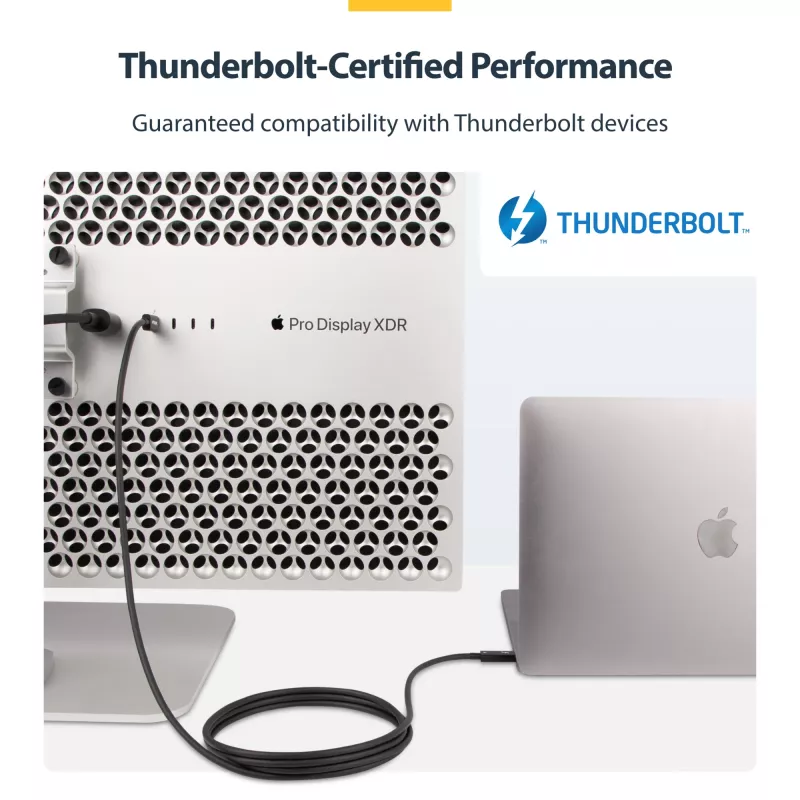 StarTech.com 6ft (2m) Active Thunderbolt 4 Cable, 40Gbps, 100W Power Delivery, 4K/8K Video, Intel-Certified Thunderbolt Cable - Compatible w/ USB4/Thunderbolt 4/ USB 3.2/ USB Type-C/DisplayPort/Thunderbolt 3