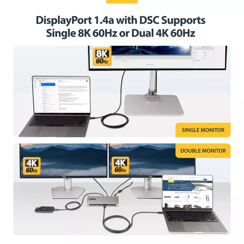 StarTech.com 6ft (2m) Active Thunderbolt 4 Cable, 40Gbps, 100W Power Delivery, 4K/8K Video, Intel-Certified Thunderbolt Cable - Compatible w/ USB4/Thunderbolt 4/ USB 3.2/ USB Type-C/DisplayPort/Thunderbolt 3